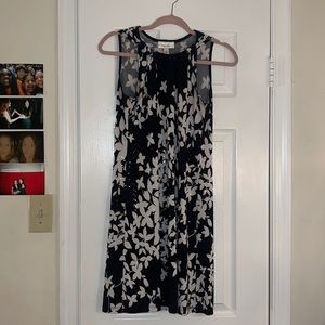 Floral black and white dress